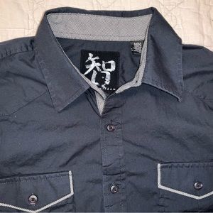 Age Of Wisdom men’s Medium Black LS Button Down Shirt